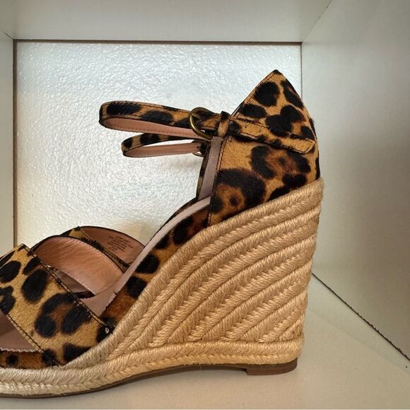 J.Crew Leopard Print Espadrille Wedge Sandals Size 12 Animal Print Chic Resort - Picture 6 of 14